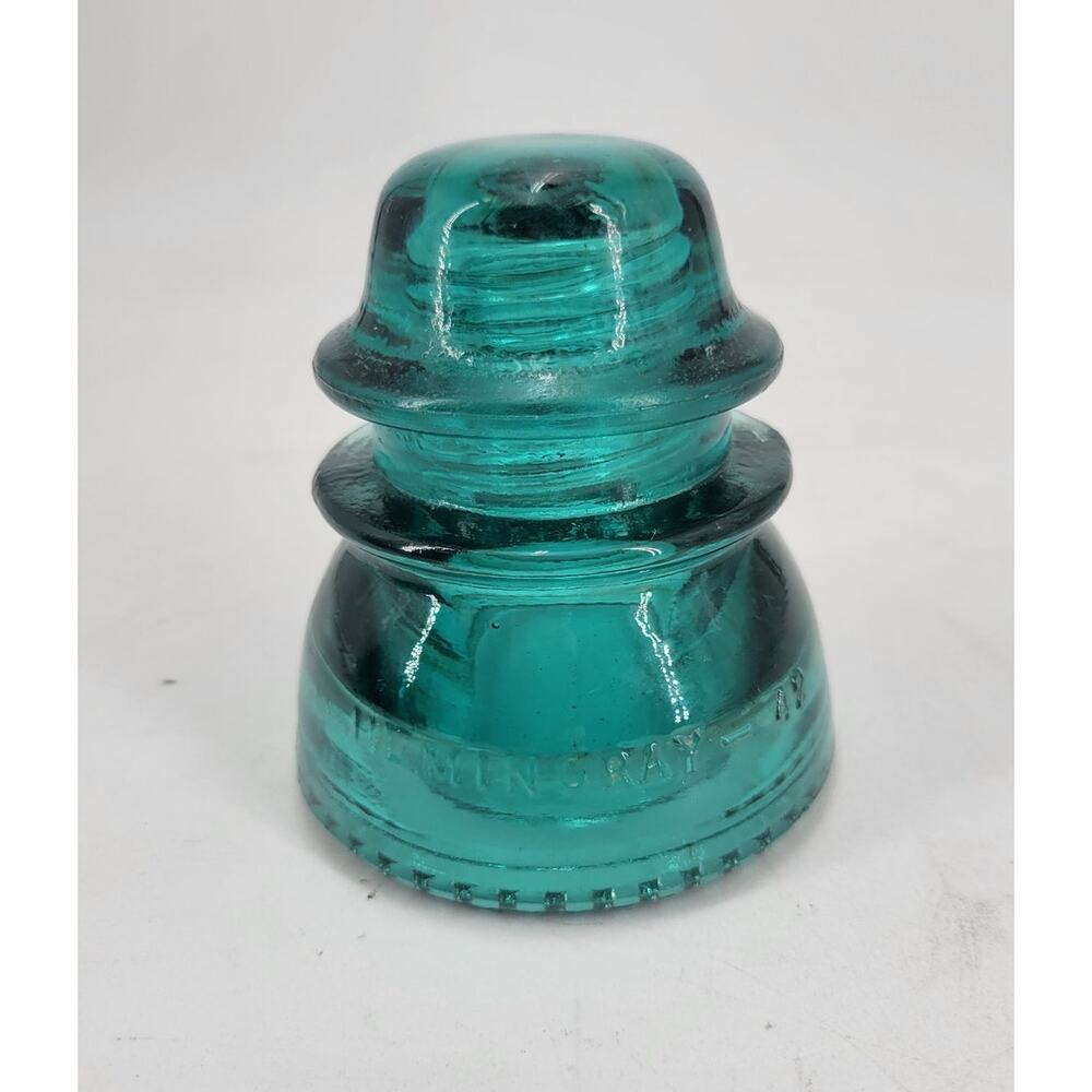 CD 154 Hemingray 42 Hemi Aqua Antique Glass Telegraph Insulator ROUND